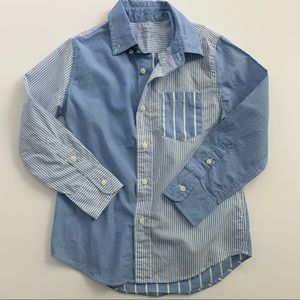 Crewcuts Blue & White Mixed Stripe Button Down Shirt